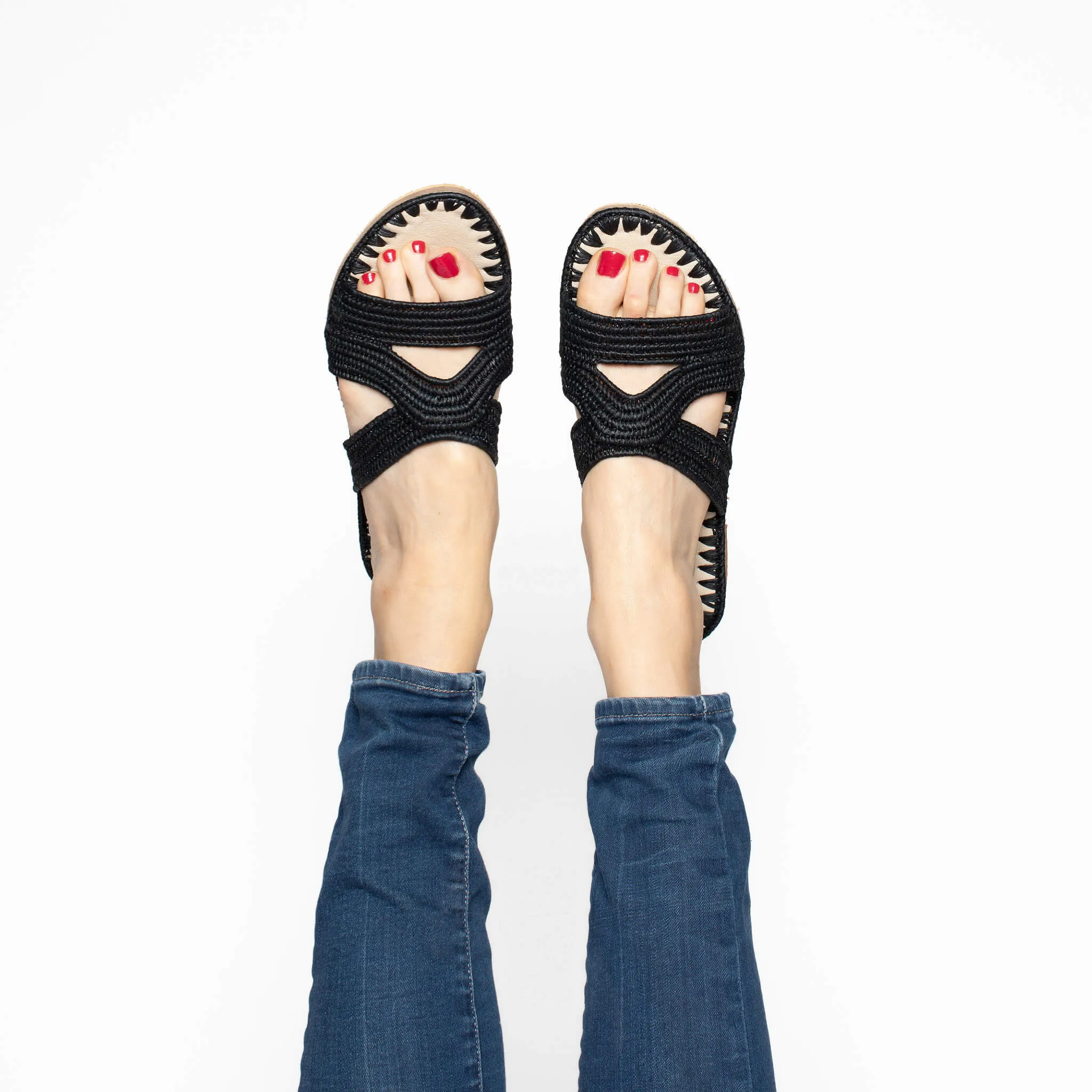 Raffia Slippers Habeeba in Black