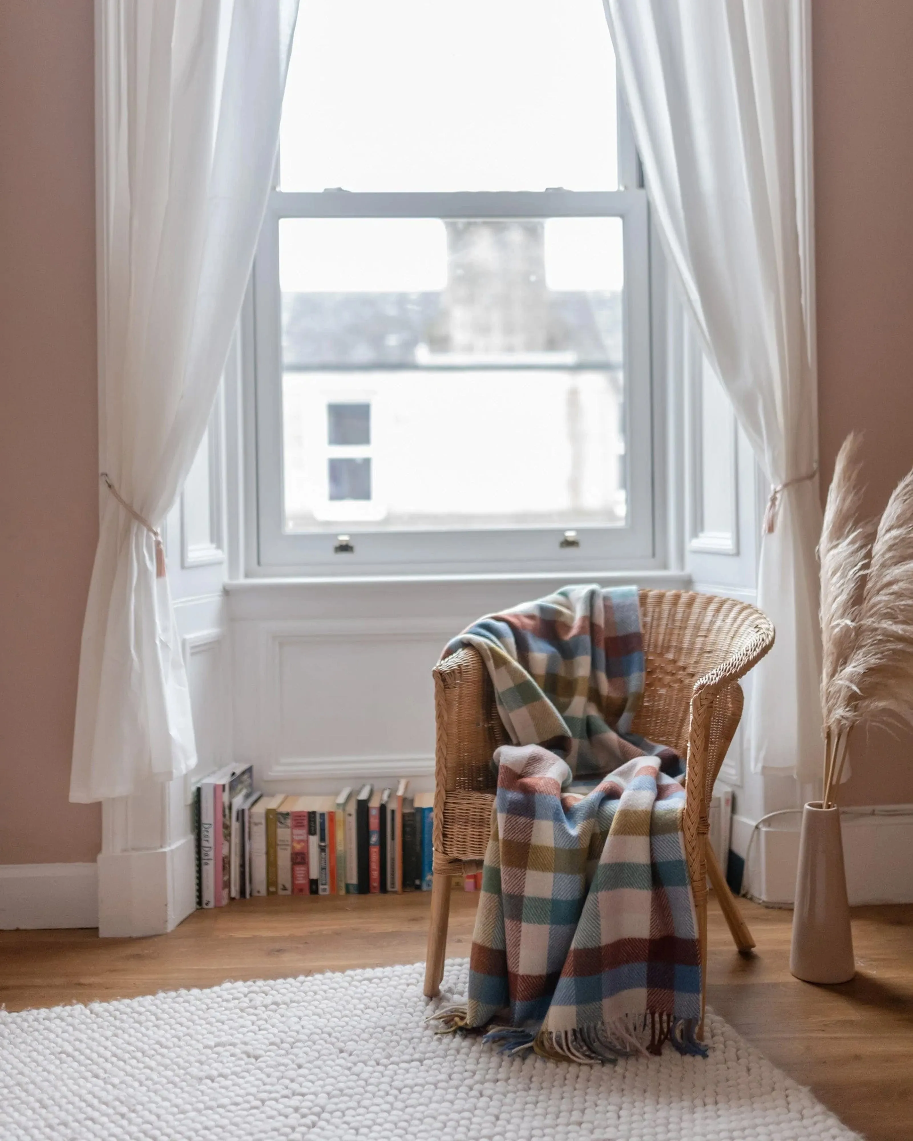 Rainbow Herringbone Check Recycled Wool Blanket