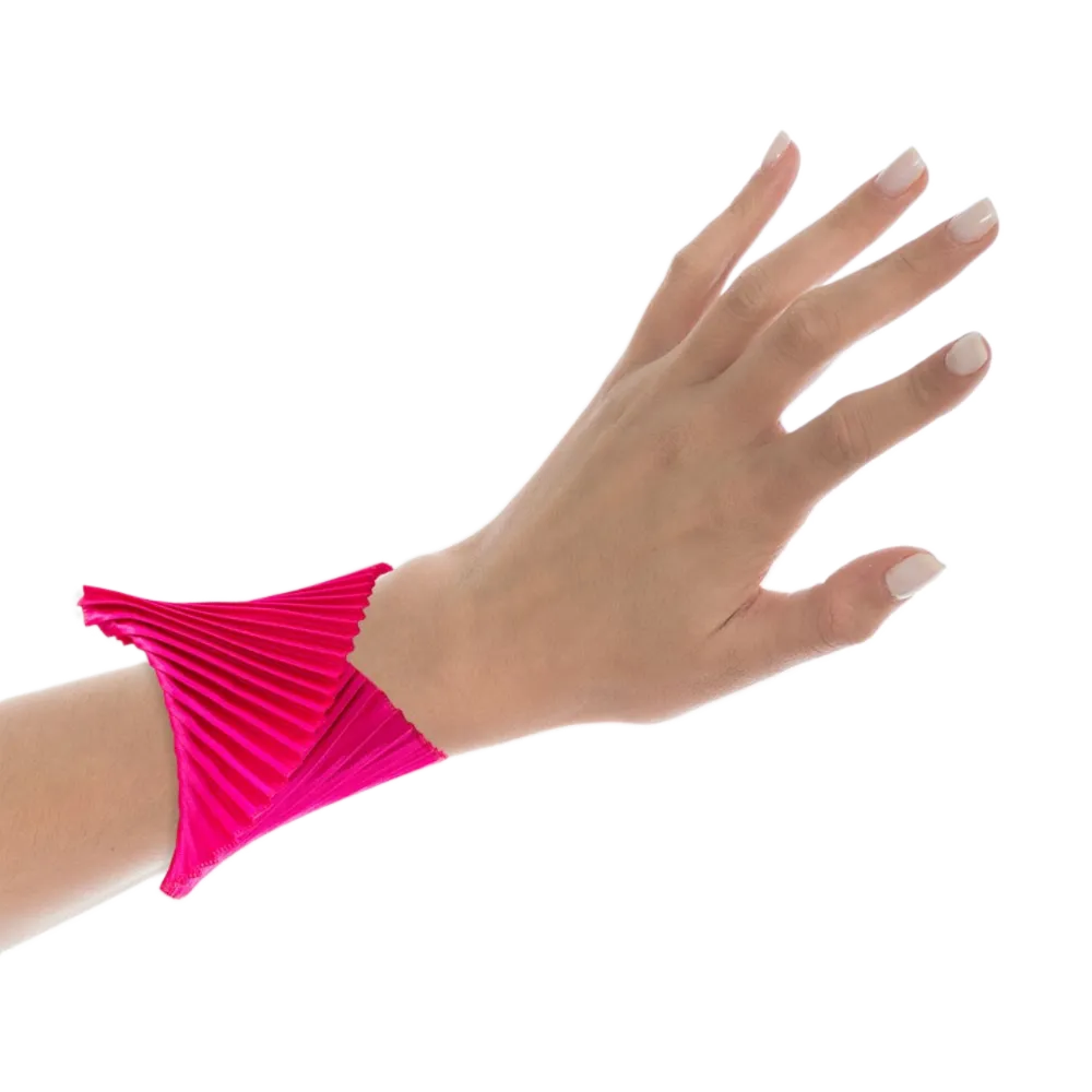 Satin Pleated Bracelet Shell Fuchsia SH-FU