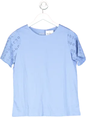 SimplyBe Blue Jersey Broderie Sleeve Tee UK 10