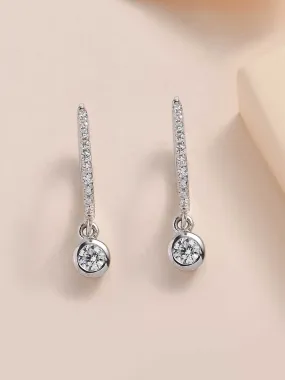 Solitaire Drop Hoop Earrings For Women