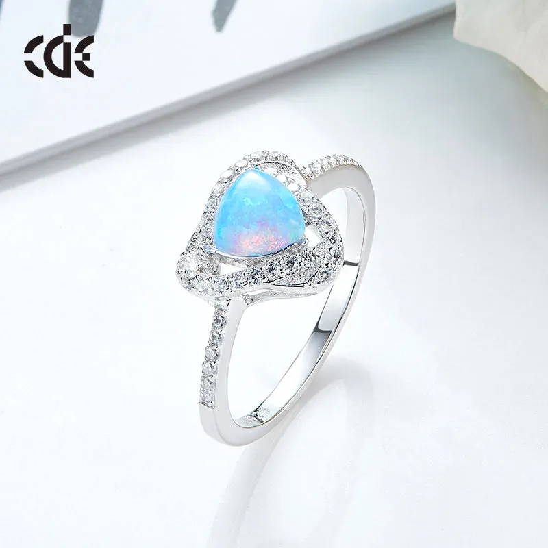 Sterling silver fancy blue / white opal ring