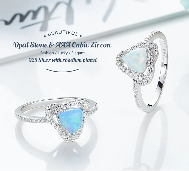 Sterling silver fancy blue / white opal ring