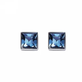 Sterling silver simple dark blue cubic crystal earring