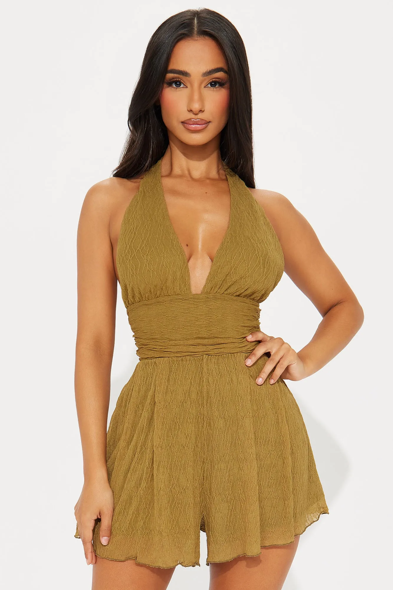 Take Me There Romper - Olive