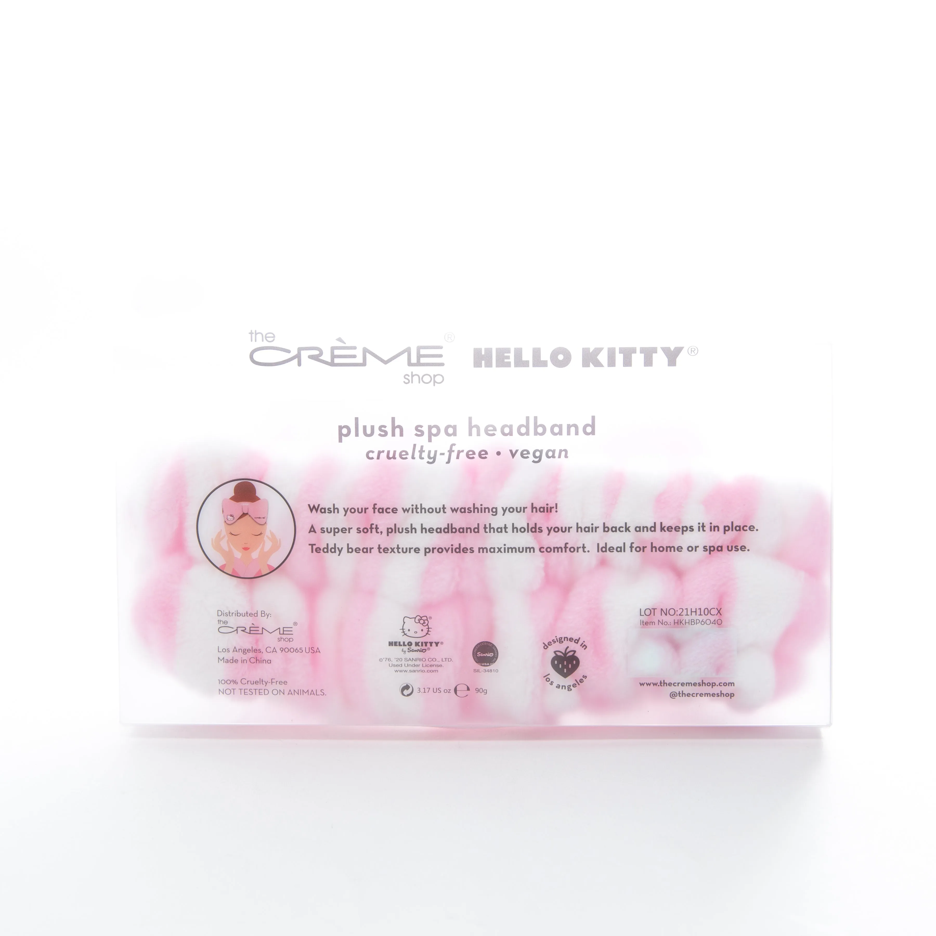 The Crème Shop Hello Kitty Pink White Plush Spa Headband