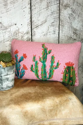 The Floral Cactus ~ Wool Hooked Pillow