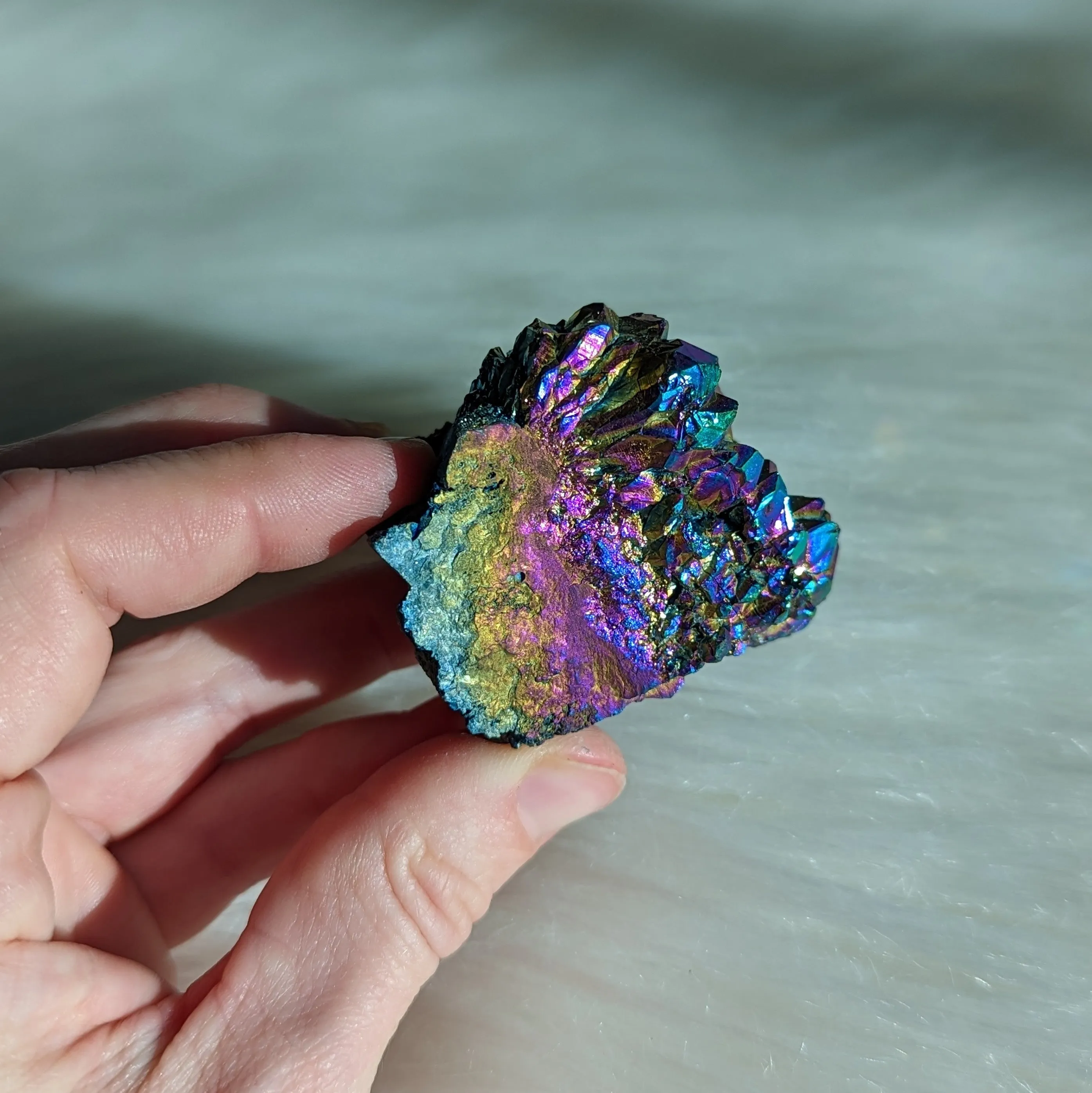 Titanium Rainbow Aura Amethyst Cluster #6 ~ Vibrant and Energetic