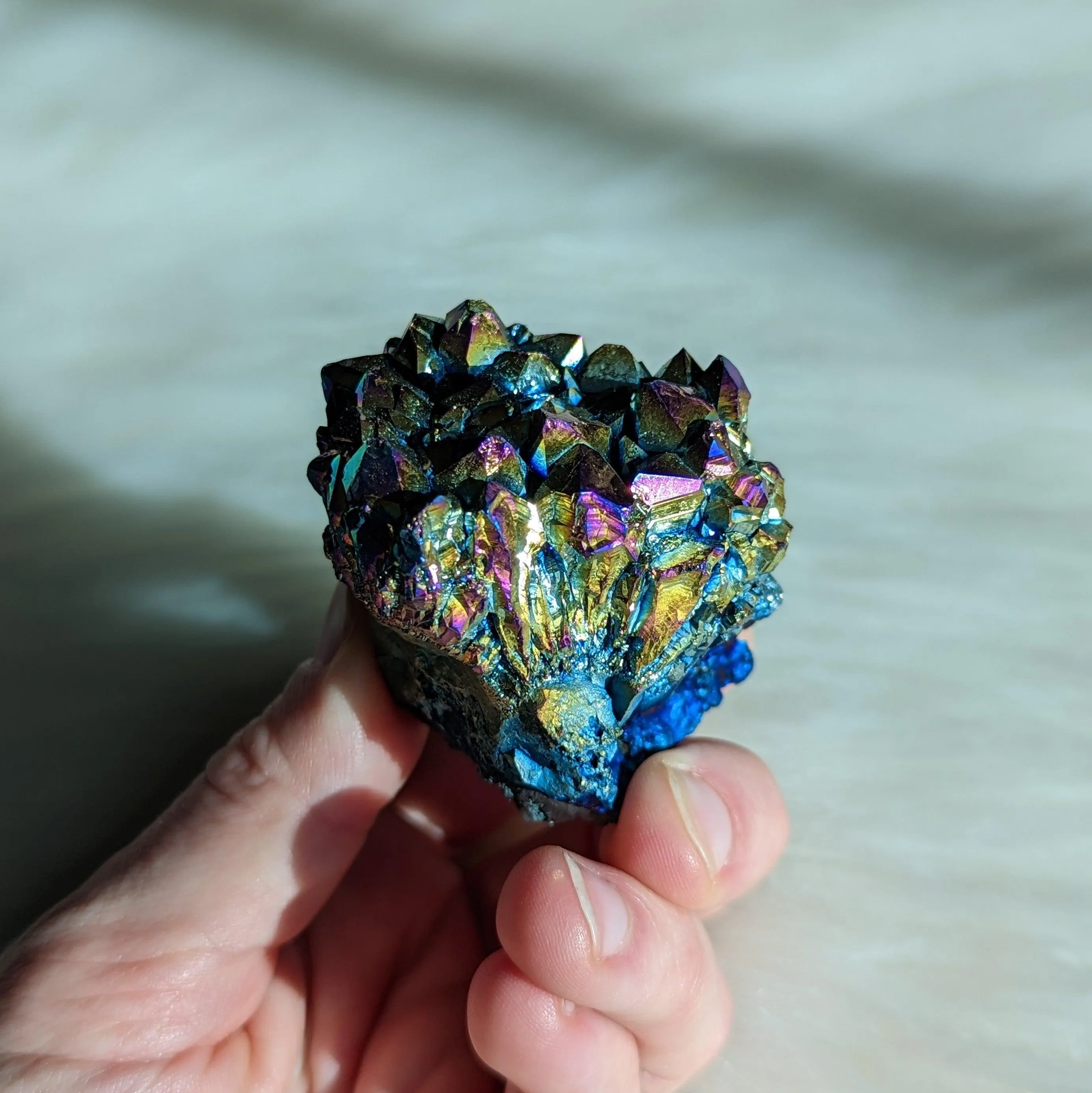 Titanium Rainbow Aura Amethyst Cluster #6 ~ Vibrant and Energetic