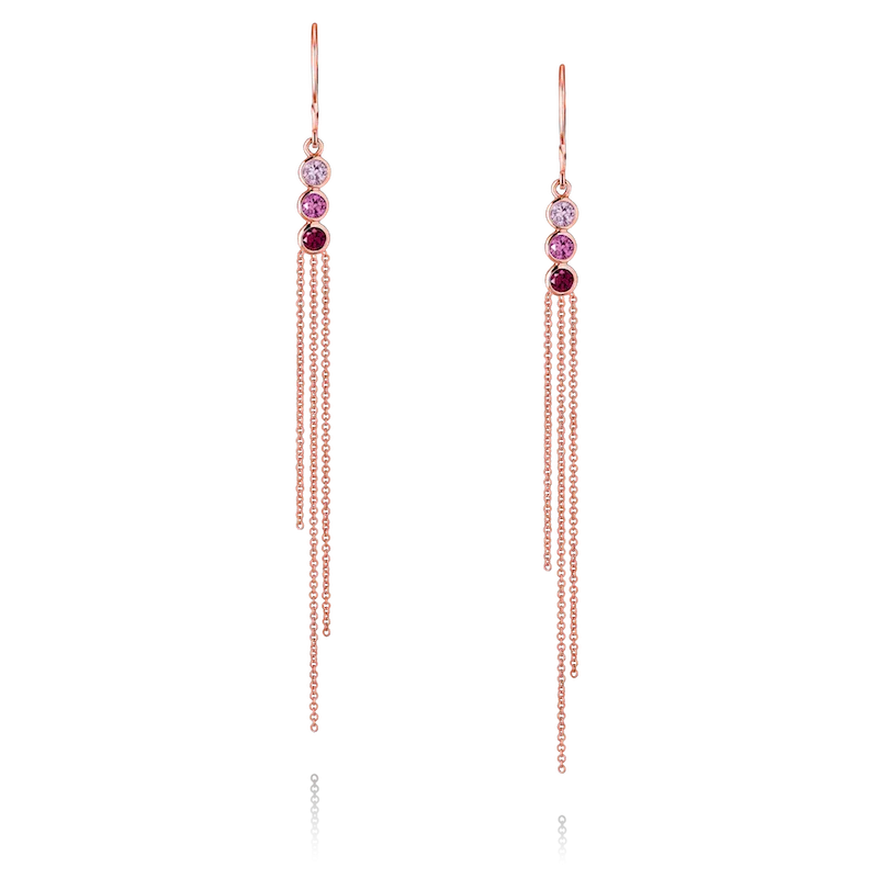 Triple Thread Earrings - Pink Ombré