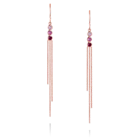 Triple Thread Earrings - Pink Ombré