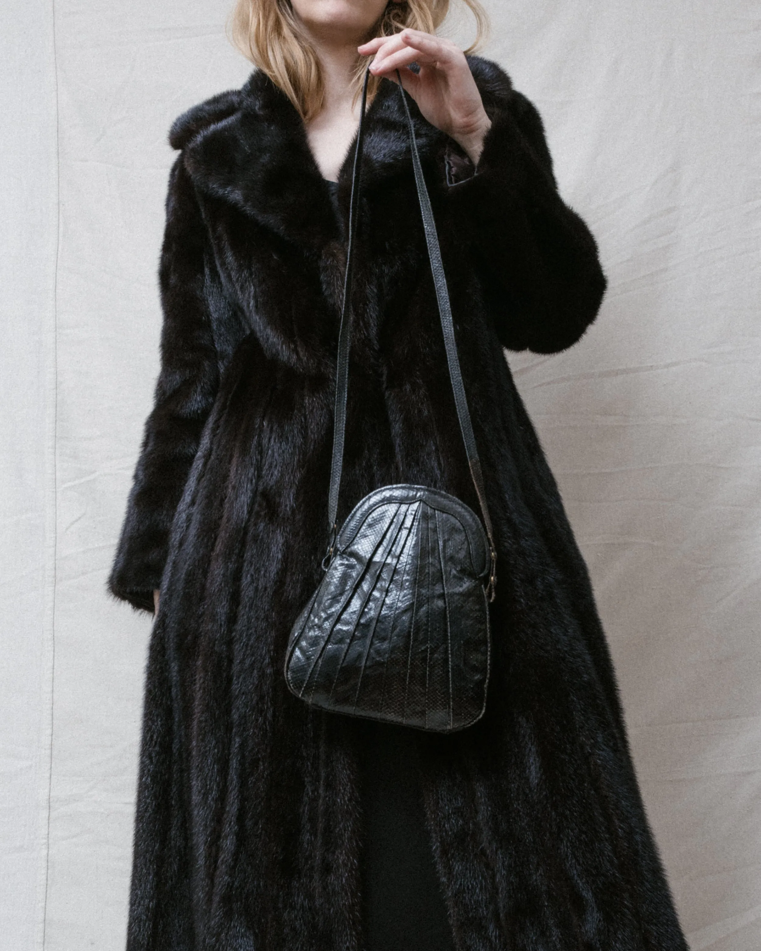 Vintage Black Snakeskin Bag