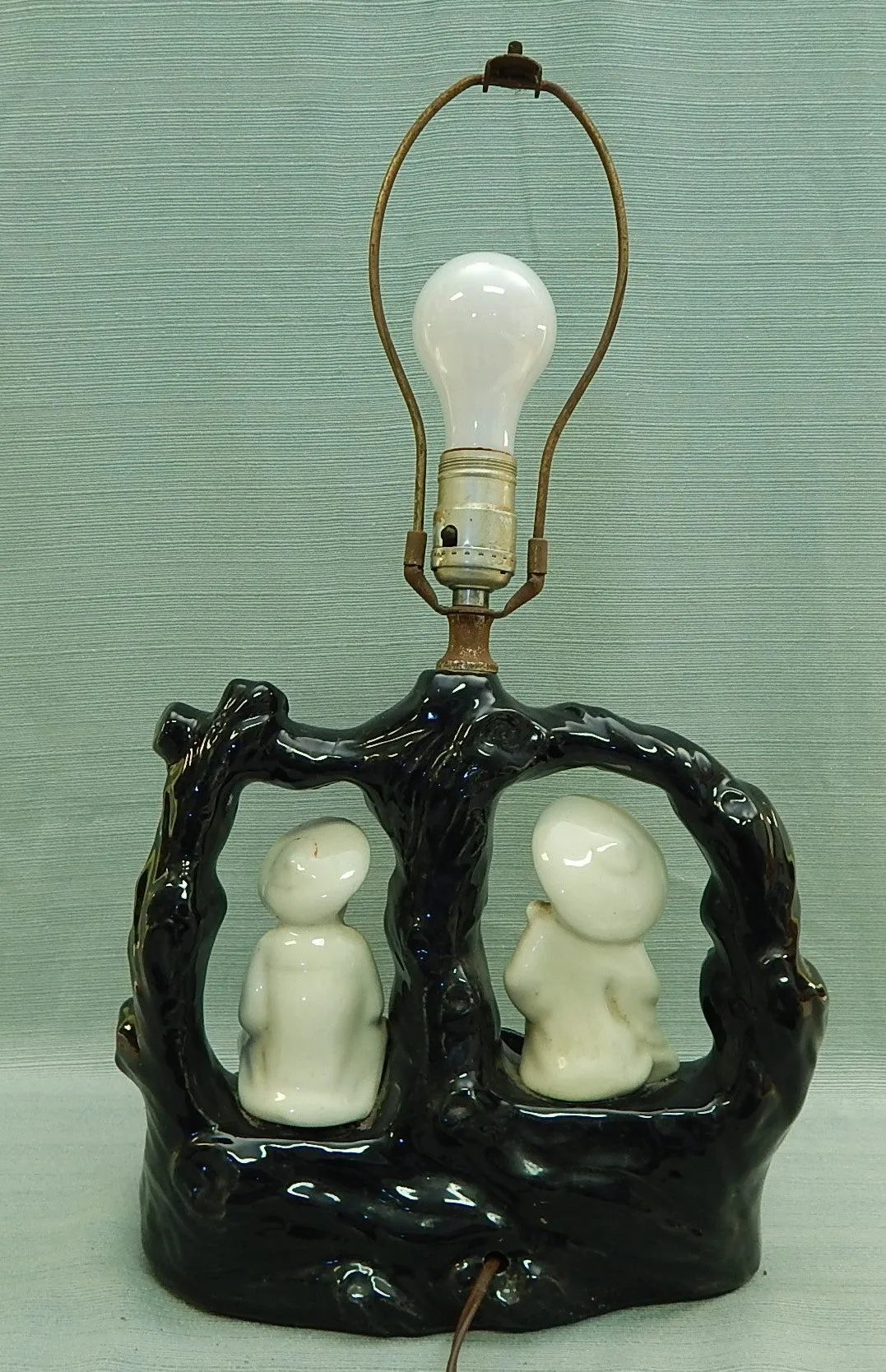 Vintage Figures in a Tree Ceramic Lamp