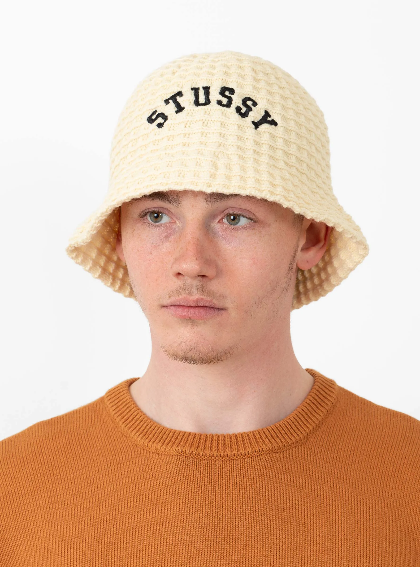 Waffle Knit Bucket Hat Bone