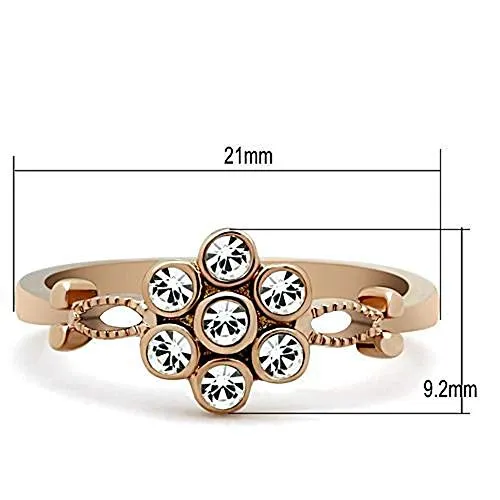 WildKlass Stainless Steel Flower Ring IP Rose Gold Women Top Grade Crystal Clear