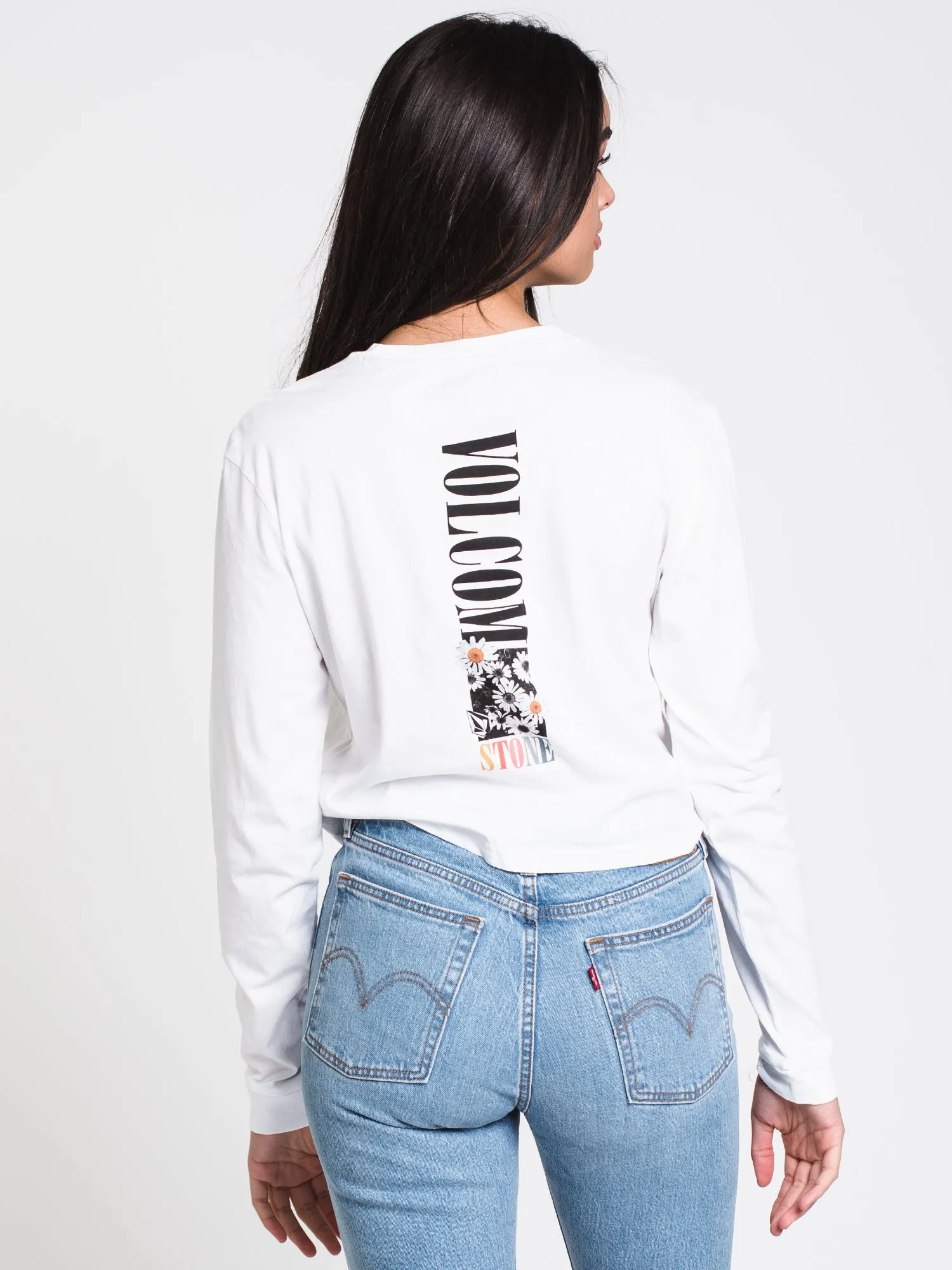 WOMENS VOLCOM STONES LONG SLEEVE TEE - WHITE - CLEARANCE