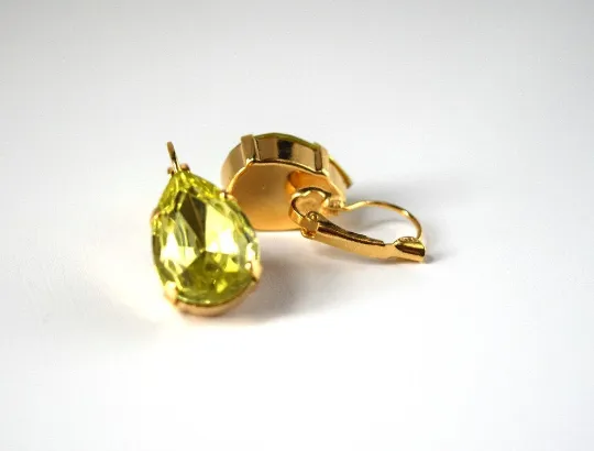 Yellow Crystal Teardrop Earring