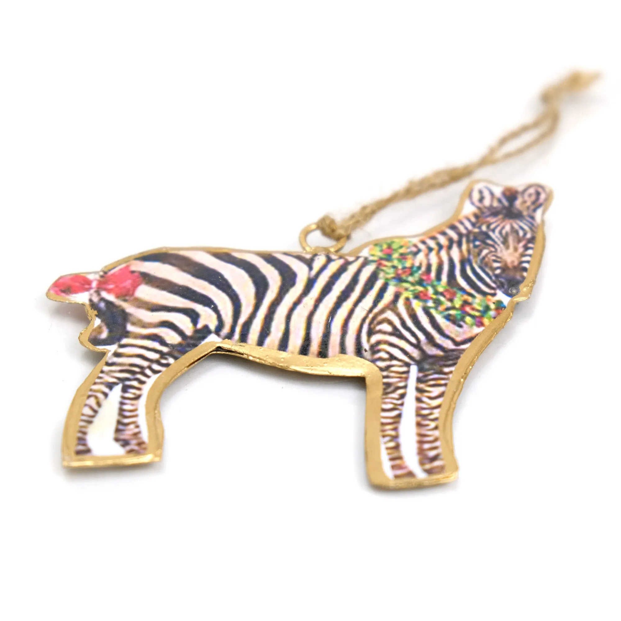 Zebra with Wreath Ornament