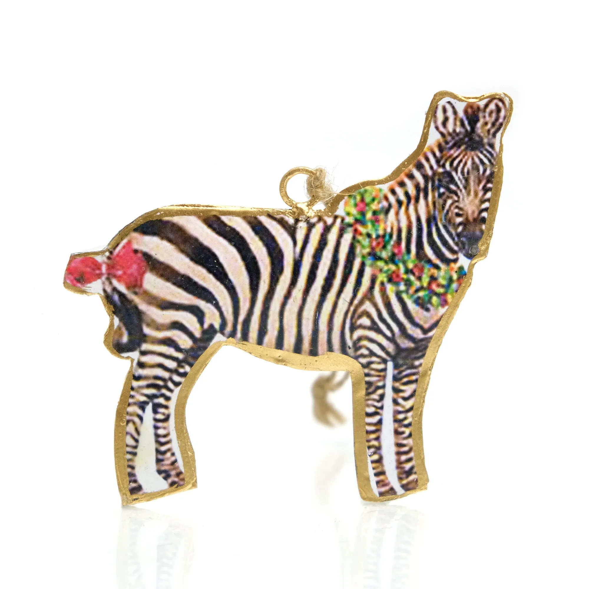 Zebra with Wreath Ornament