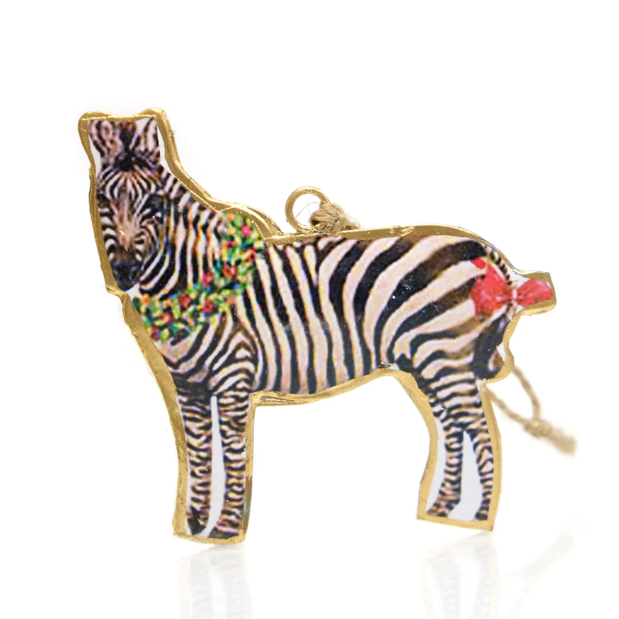 Zebra with Wreath Ornament